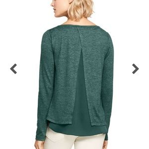 Lands end blue split back shirt